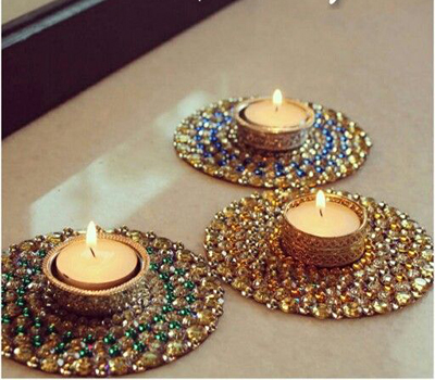 Colourful diya holders