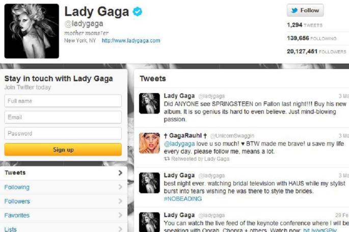 Lady Gaga Twitter