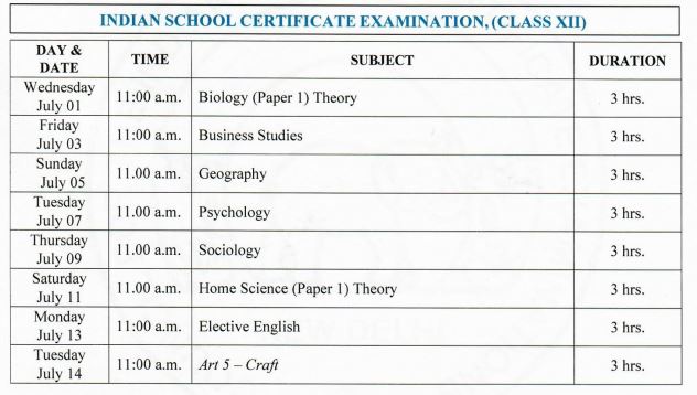 ISC exams 2020