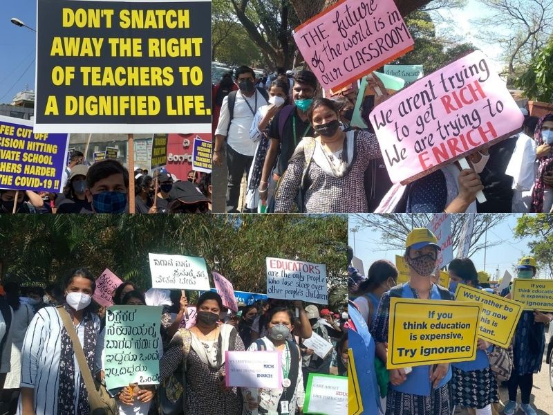 50000 Karnataka teachers take to the streets