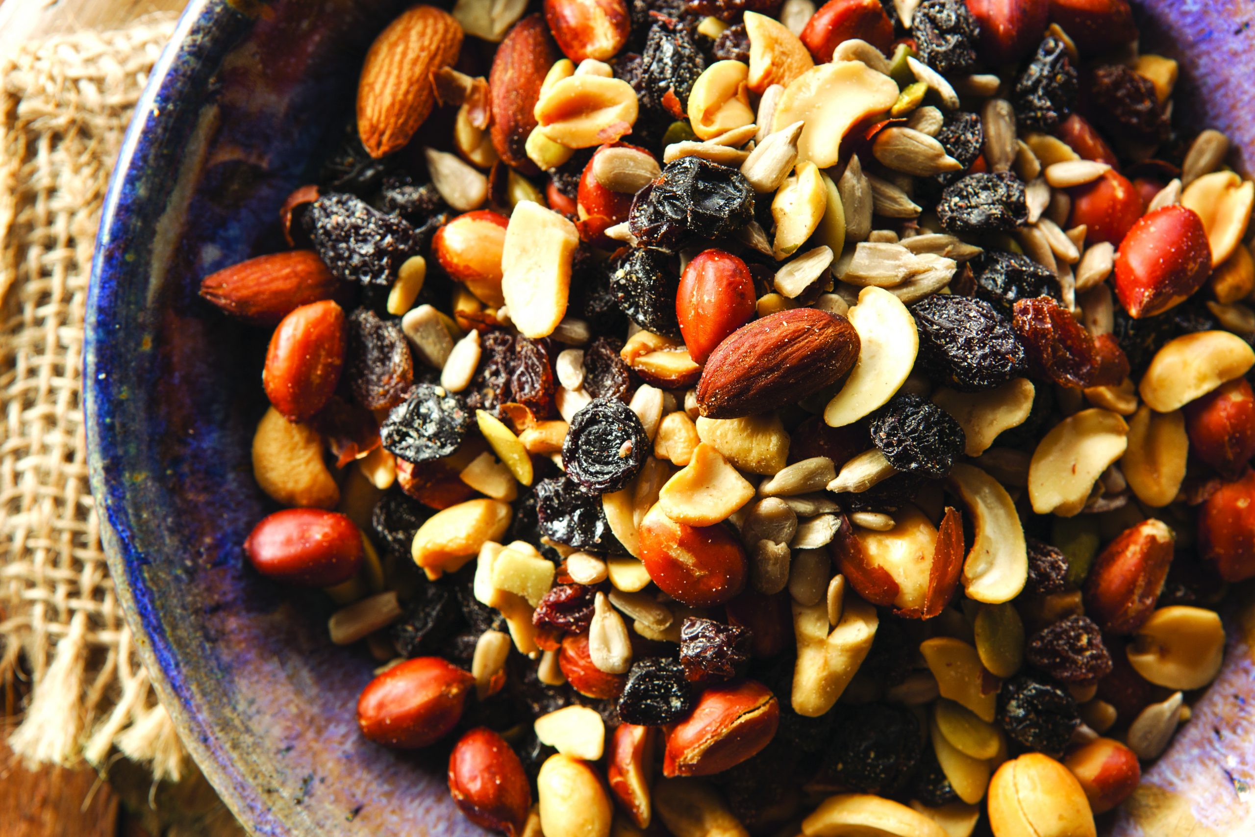 Raw Organic Homemade Trail Mix with Nuts and Fruits