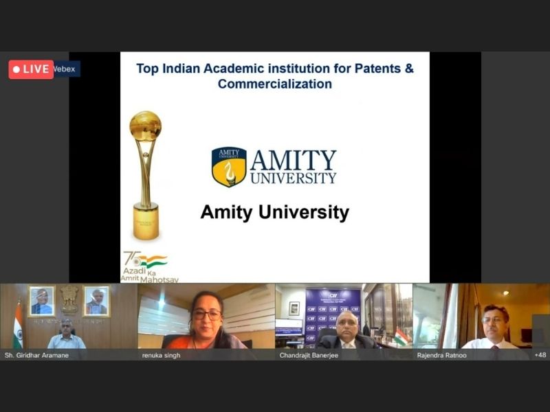 Amity awarded Top Indian Academic Institution for Patents & Commercialization