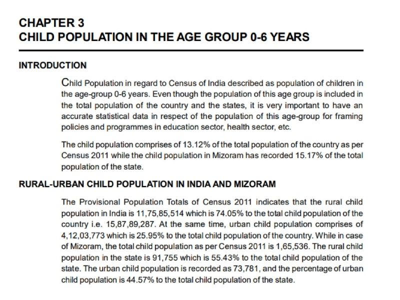 Census categorises 0-6 year olds as child