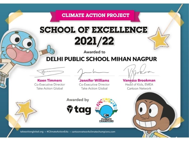 DPS Mihan Nagpur awarded Climate Action Project School of Excellence