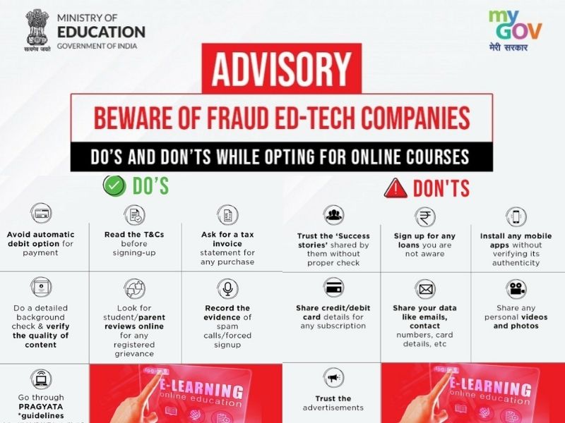Education ministry issues advisory on fraud edtech companies