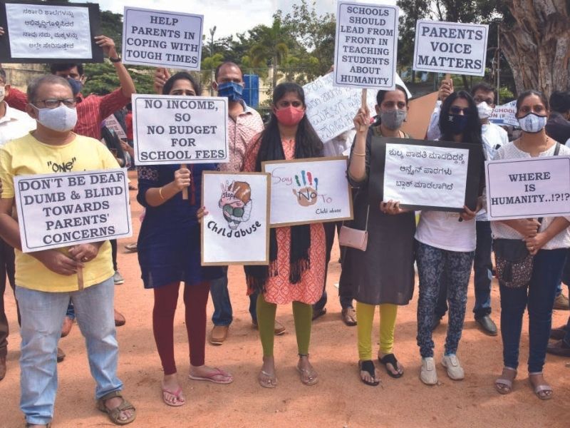 Parents protest in Bengaluru
