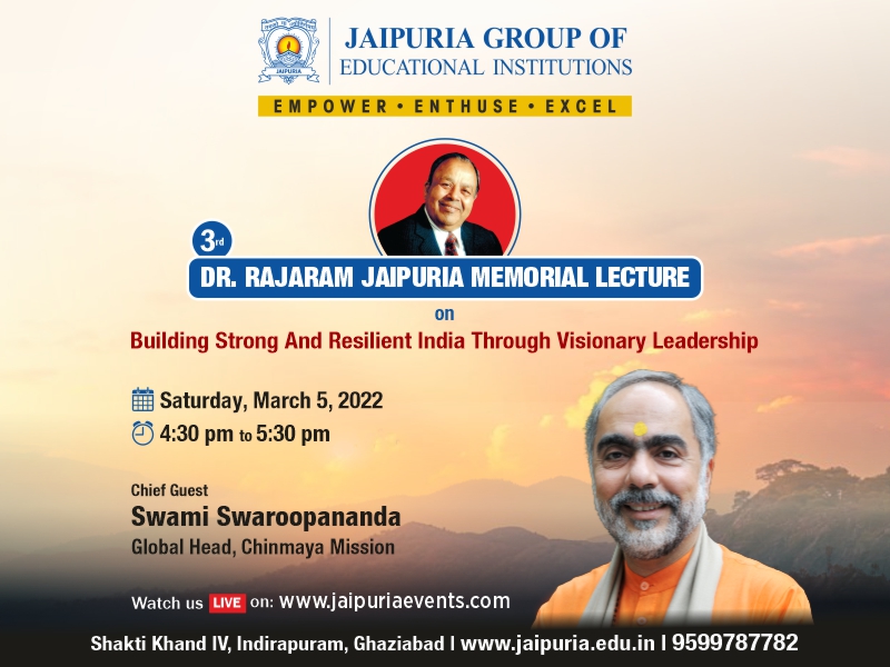 Dr Rajaram Jaipuria Memorial Lecture By Swami Swaroopananda