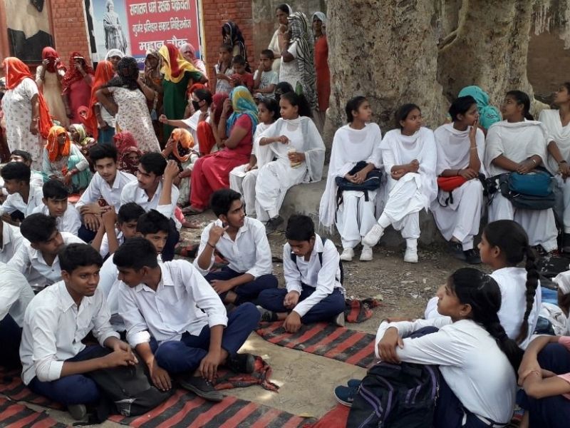 Gurugram students protest attack inside school, hold classes outside