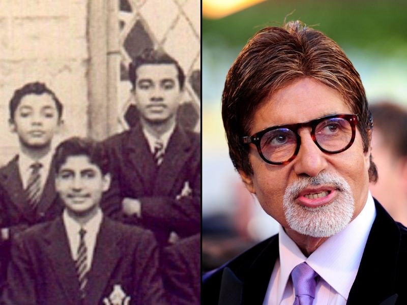 Amitabh Bachchan during his school days and now