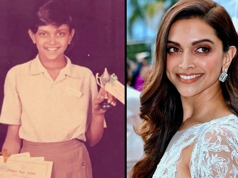 Deepika Padukone during her school days and now
