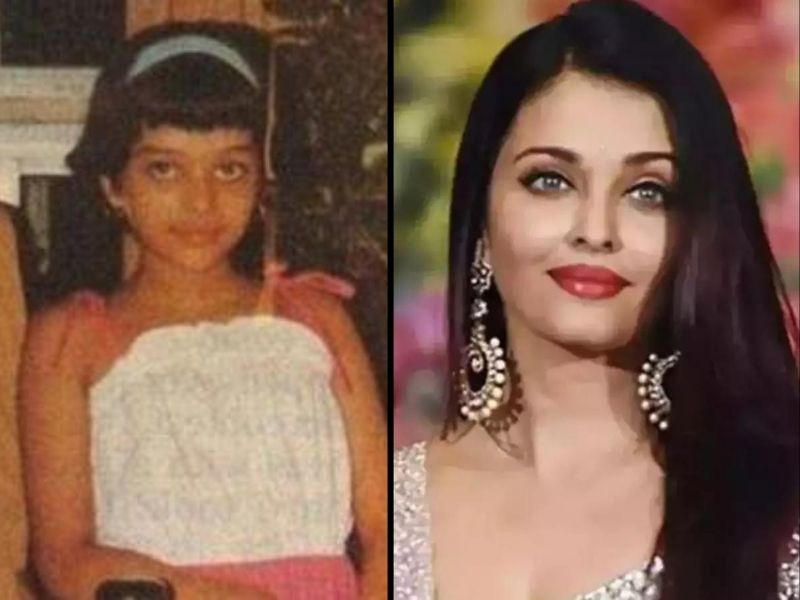 Aishwarya Rai Bachchan during his school days and now