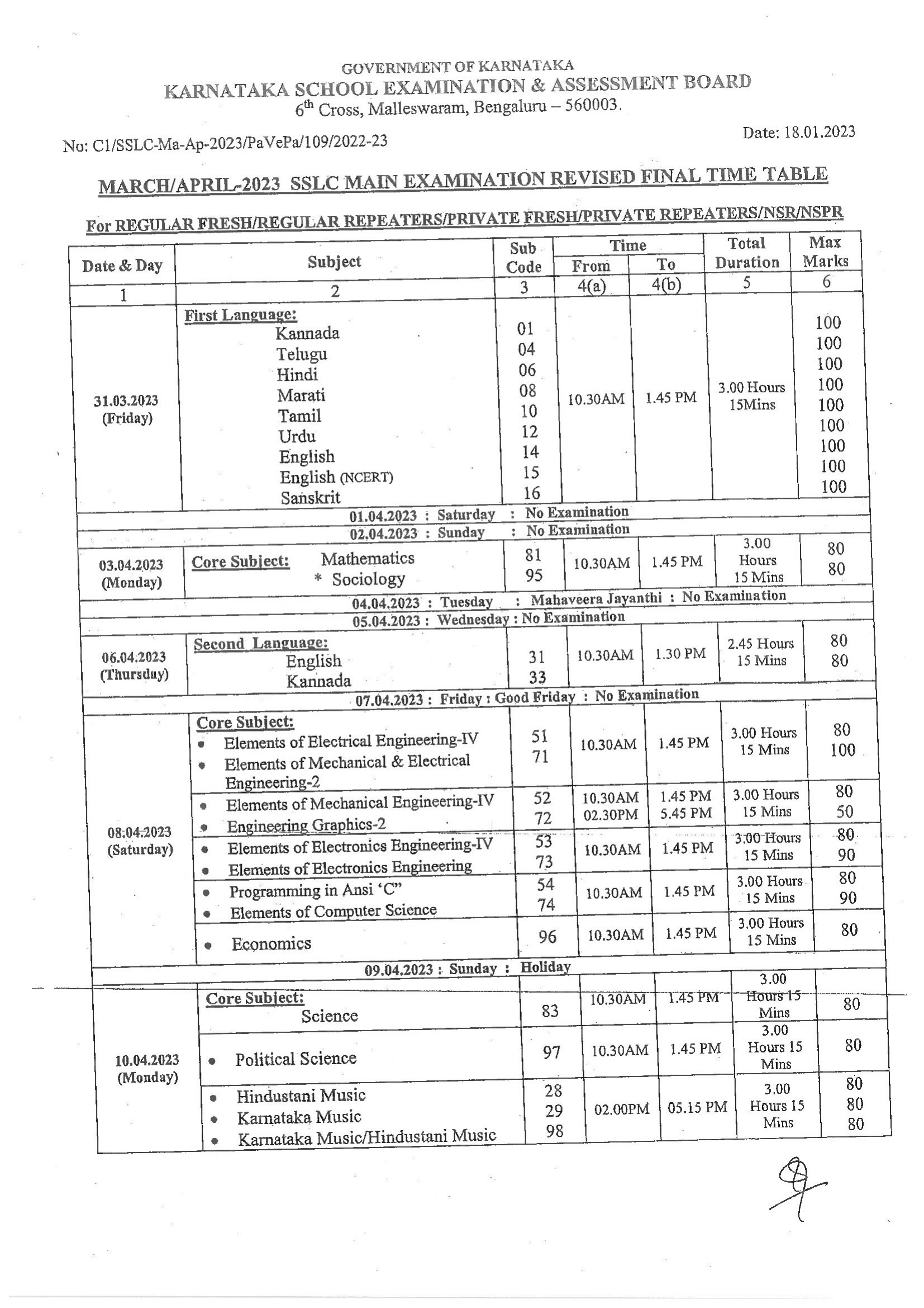 sslc timetable 2023-1