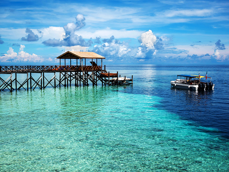 Boats at Dive Site in Sipadan Island, Sabah, Malaysia