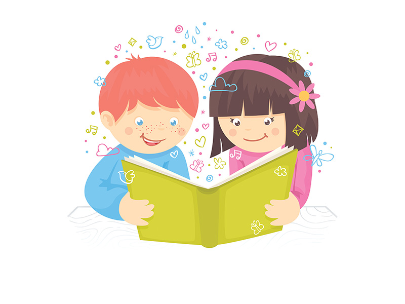 Kids reading book