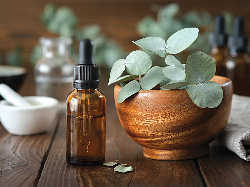 Dropper,Bottle,Of,Eucalyptus,Essential,Oil,And,Wooden,Bowl,Of