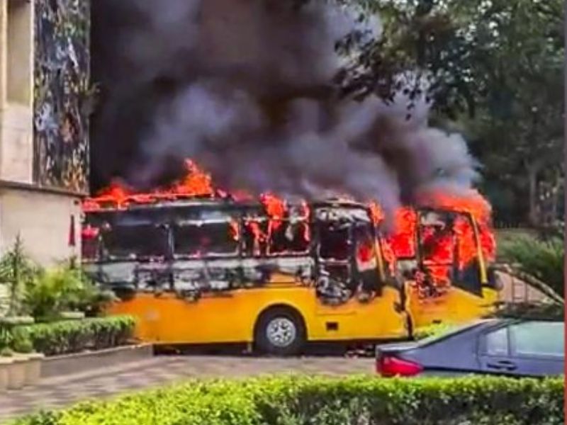 Bus on fire