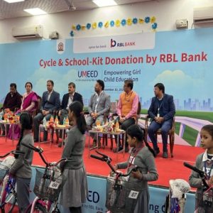 RBL Bank donates bicycles to 100 girl students