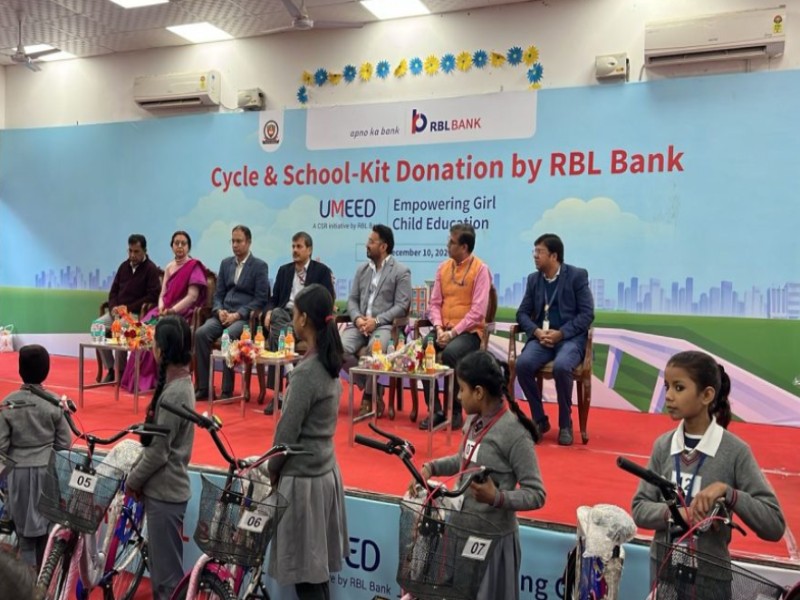 RBL Bank donates bicycles to 100 girl students