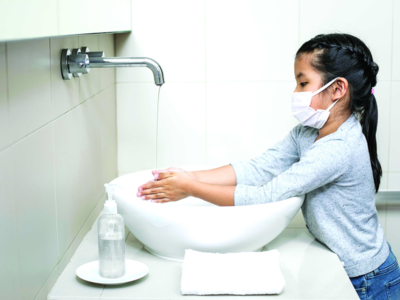 Girl,Child,Washing,Hands,With,Soap,Warm,Water,,Rubbing,Nails